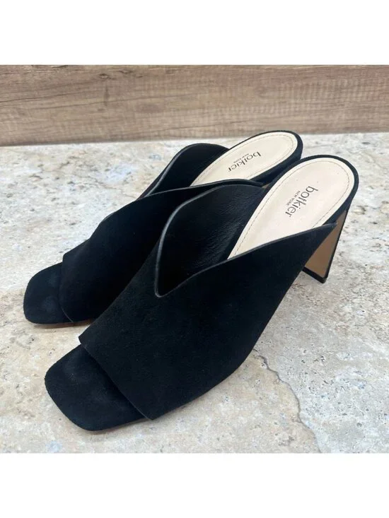 Botkier NY Black Leather Mule Heels Emily Size 11M Open Toe Slip On Sandals - Picture 3 of 10